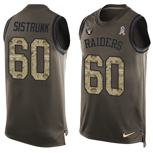 Men's Limited Otis Sistrunk Nike Jersey Green - #60 Salute to Service Tank Top NFL Oakland Raiders